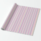 Roze Pastel Gestreepte Strepen Cadeaupapier (Uitgerold)