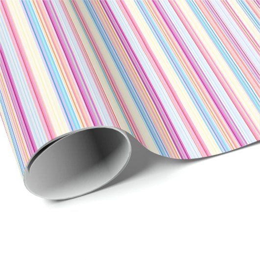 Roze Pastel Gestreepte Strepen Cadeaupapier (Rol Hoek)