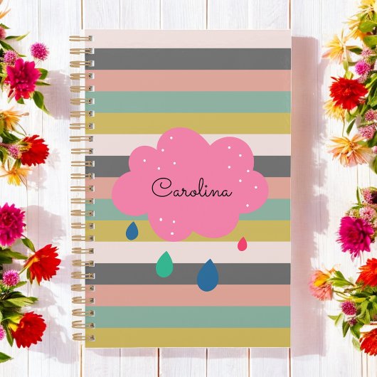Roze Pastel Girly Stripes Schattige Planner