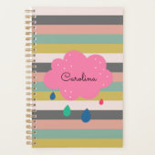 Roze Pastel Girly Stripes Schattige Planner (Voorkant)