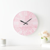 Roze pastel Glitter effect White Spark Princess Gl Grote Klok (Huis)