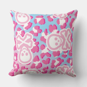 Roze Pastel Gothic Pirate Jolly Roger Leopard Prin Kussen