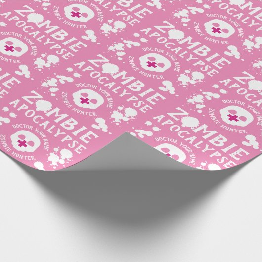 Roze Pastel Gothic Zombie Apocalypse gepersonalise Cadeaupapier (Hoek)