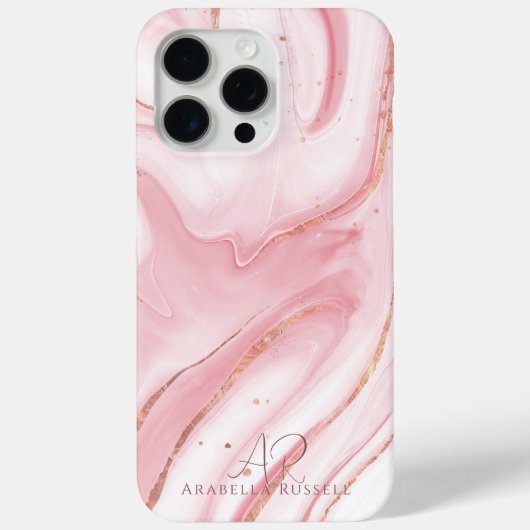 Roze Pastel Goud Glitter Marmer Case-Mate iPhone Case (Achterkant)