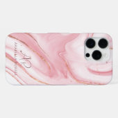 Roze Pastel Goud Glitter Marmer  iPhone Hoesje (Achterkant horizontaal)