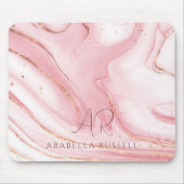 Roze Pastel Goud Glitter Marmer  Muismat (Voorkant)