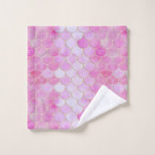 Roze Pastel & Goud Shimmer Zeemeermin Schaal Patro Bad Handdoek (Wasdoekje)