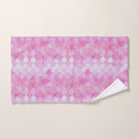 Roze Pastel & Goud Shimmer Zeemeermin Schaal Patro Bad Handdoek (Handdoek)