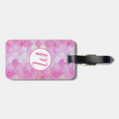 Roze Pastel & Goud Shimmer Zeemeermin Schaal Patro Bagagelabel (Achterkant horizontaal)