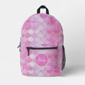 Roze Pastel & Goud Shimmer Zeemeermin Schaal Patro Bedrukte Rugzak (Voorkant)