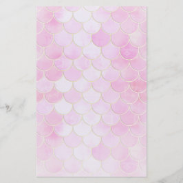 Roze Pastel & Goud Shimmer Zeemeermin Schaal Patro Briefpapier