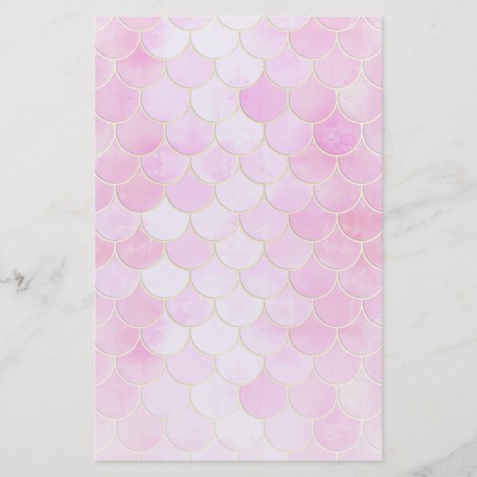 Roze Pastel & Goud Shimmer Zeemeermin Schaal Patro Briefpapier (Voorkant)
