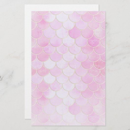 Roze Pastel & Goud Shimmer Zeemeermin Schaal Patro Briefpapier (Voorkant / Achterkant)