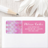 Roze Pastel & Goud Shimmer Zeemeermin Schaal Patro Etiket (Insitu)