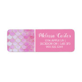 Roze Pastel & Goud Shimmer Zeemeermin Schaal Patro Etiket (Voorkant)