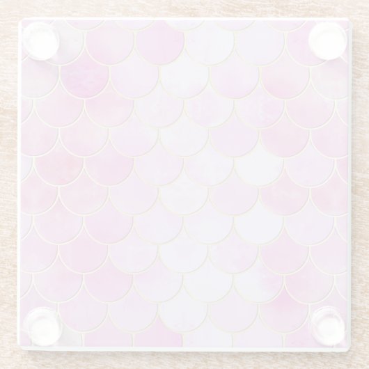 Roze Pastel & Goud Shimmer Zeemeermin Schaal Patro Glazen Onderzetter (Achterkant)