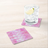 Roze Pastel & Goud Shimmer Zeemeermin Schaal Patro Kartonnen Onderzetters (Insitu)