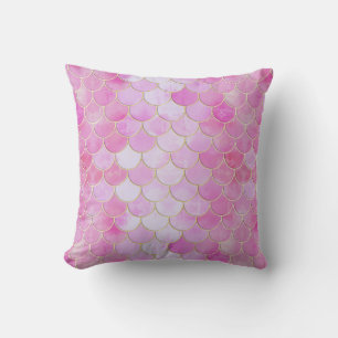 Roze Pastel & Goud Shimmer Zeemeermin Schaal Patro Kussen