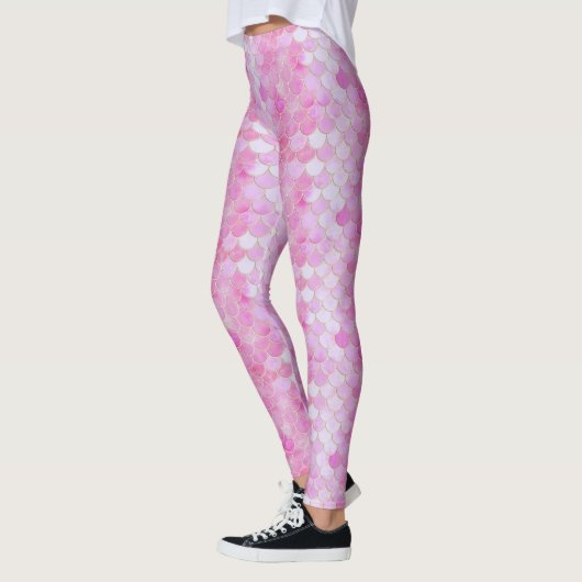Roze Pastel & Goud Shimmer Zeemeermin Schaal Patro Leggings (Links)