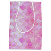 Roze Pastel & Goud Shimmer Zeemeermin Schaal Patro Medium Cadeauzakje (Achterkant)