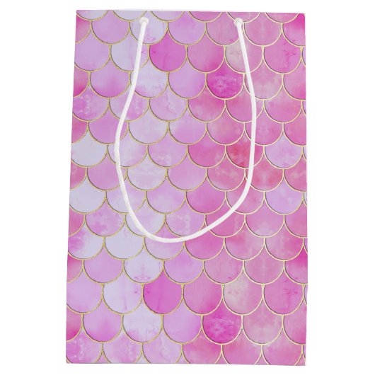 Roze Pastel & Goud Shimmer Zeemeermin Schaal Patro Medium Cadeauzakje (Achterkant)