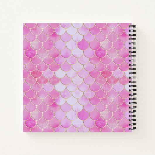 Roze Pastel & Goud Shimmer Zeemeermin Schaal Patro Notitieboek (Achterkant)