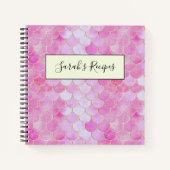 Roze Pastel & Goud Shimmer Zeemeermin Schaal Patro Notitieboek (Voorkant)