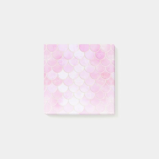 Roze Pastel & Goud Shimmer Zeemeermin Schaal Patro Post-it® Notes (Voorkant)