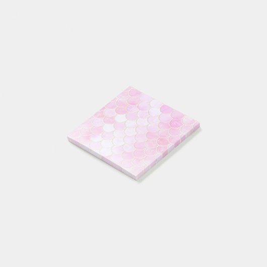 Roze Pastel & Goud Shimmer Zeemeermin Schaal Patro Post-it® Notes (Schuin)