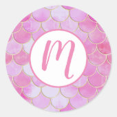 Roze Pastel & Goud Shimmer Zeemeermin Schaal Patro Ronde Sticker (Voorkant)