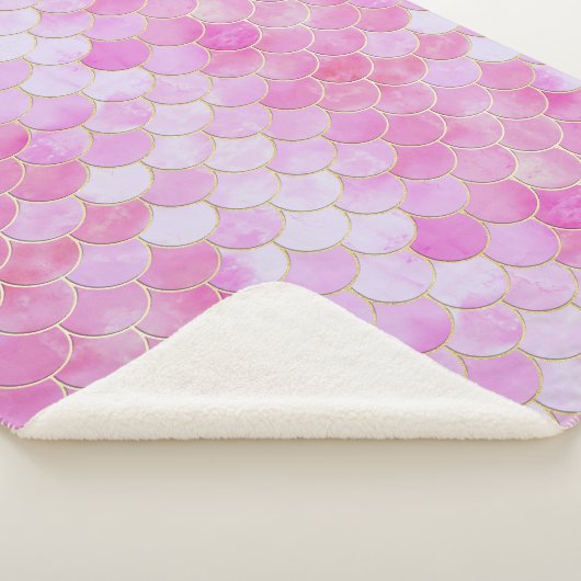 Roze Pastel & Goud Shimmer Zeemeermin Schaal Patro Sherpa Deken (3/4)