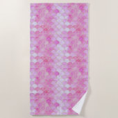 Roze Pastel & Goud Shimmer Zeemeermin Schaal Patro Strandlaken (Voorkant)