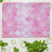 Roze Pastel & Goud Shimmer Zeemeermin Schaal Patro Theedoek (Gevouwen)