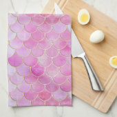 Roze Pastel & Goud Shimmer Zeemeermin Schaal Patro Theedoek (Quarter Fold)