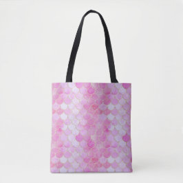 Roze Pastel & Goud Shimmer Zeemeermin Schaal Patro Tote Bag