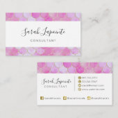 Roze Pastel & Goud Shimmer Zeemeermin Schaal Patro Visitekaartje (Voorkant / Achterkant)