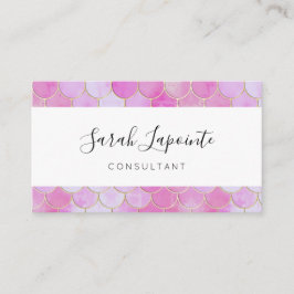 Roze Pastel & Goud Shimmer Zeemeermin Schaal Patro Visitekaartje