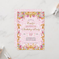 Roze Pastel Goud Zevende Barok Rococo Verjaardag