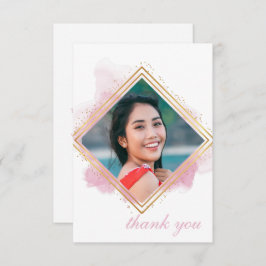 Roze Pastel & Gouden Diamant Afstudeer Bedankt Bin Kaart