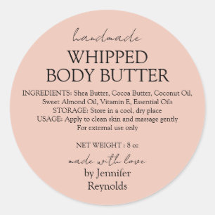 Roze Pastel Handgemaakte Body Butter Biologisch Kl Ronde Sticker