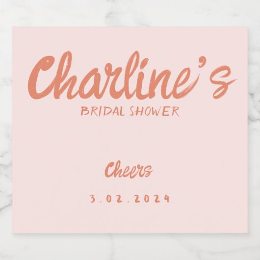 Roze pastel handschrift Retro Vrijgezellenfeest Sparkling Wijnetiket (Enkel label)