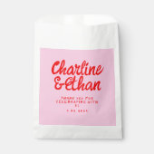 Roze pastel handschrift retro Wedding for Bag Bedankzakje (Voorkant)