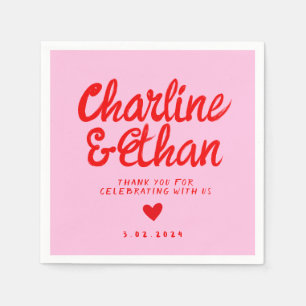 Roze pastel handschrift retro Wedding for Bag Servet