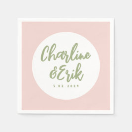 Roze pastel handschrift Retro Wedding Napkins Servet
