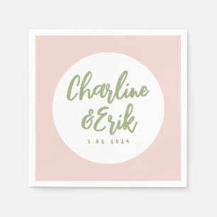 Roze pastel handschrift Retro Wedding Napkins Servet