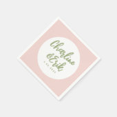 Roze pastel handschrift Retro Wedding Napkins Servet (Hoek)
