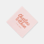 Roze pastel handschrift Retro Wedding Napkins Servet (Hoek)