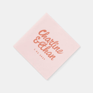 Roze pastel handschrift Retro Wedding Napkins Servet