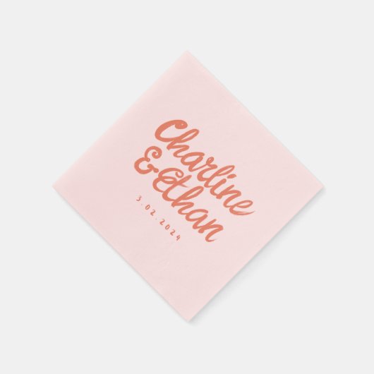 Roze pastel handschrift Retro Wedding Napkins Servet (Hoek)