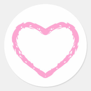 Roze Pastel Hart Krijtbord Kind Tekening Ronde Sticker